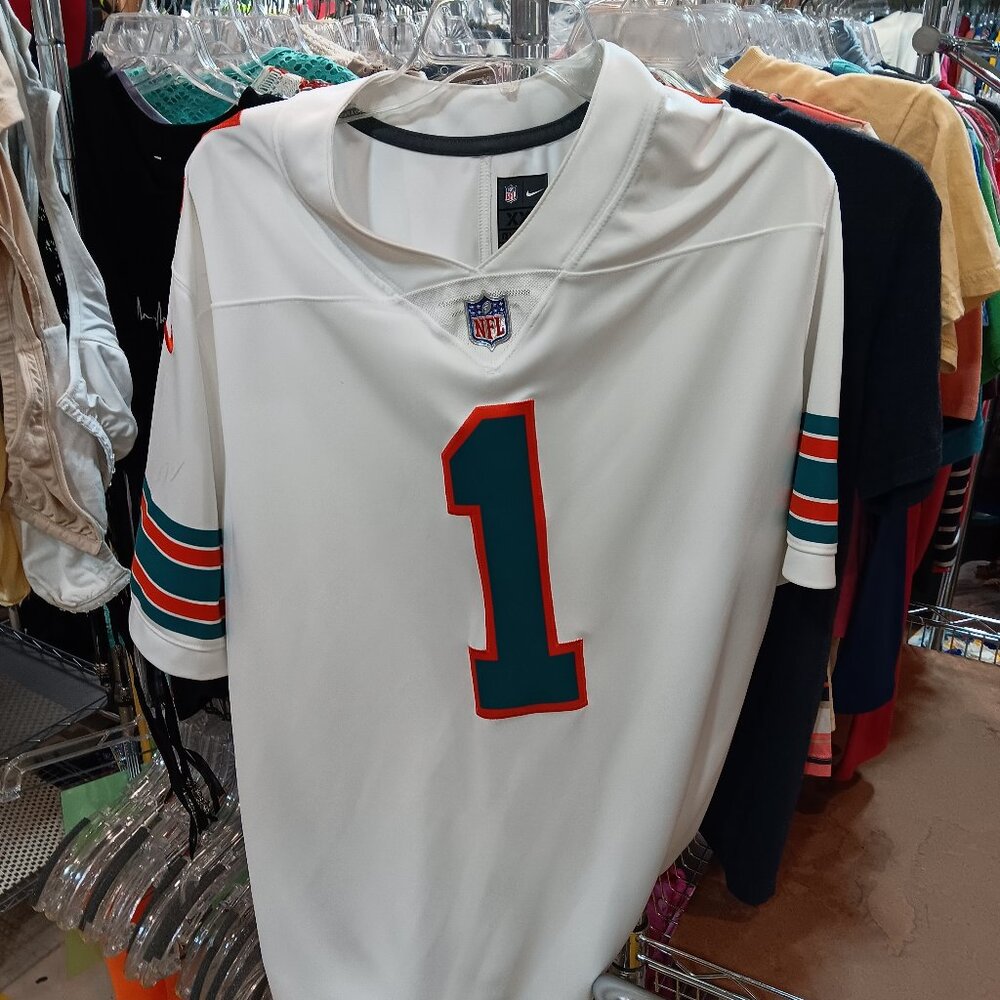Miami dolphins Nike White and Teal Men's Shirt